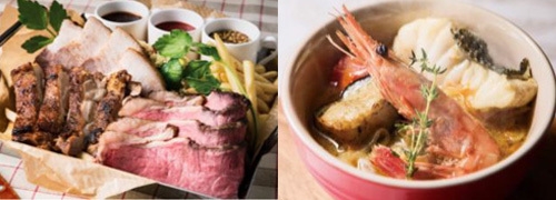 (左)ヴィアンド・ヴァリエ (右)魚介のブイヤベース