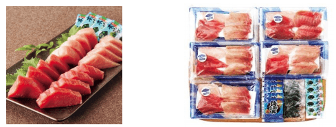 近大マグロお刺身セット（左）、近大マグロの丼の具セット（右）