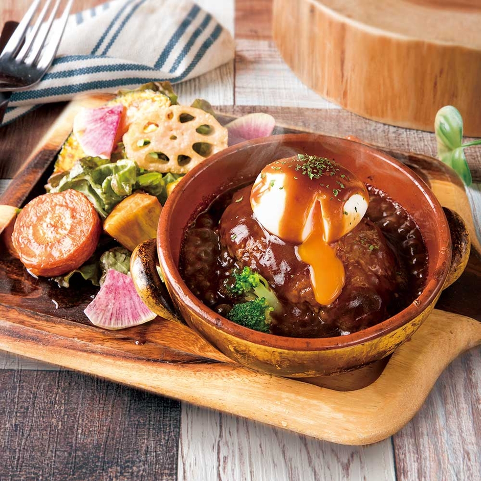 とろ~り卵の牛肉100%手作りハンバーグ