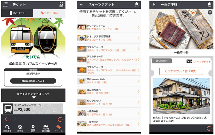 「えいでんスイーツきっぷ」画面イメージ