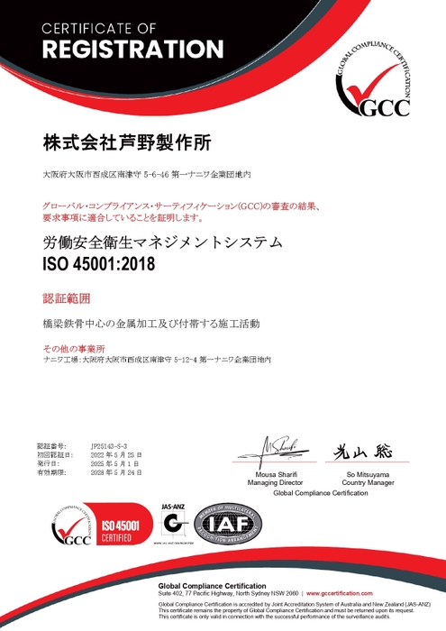 ISO認証　45001