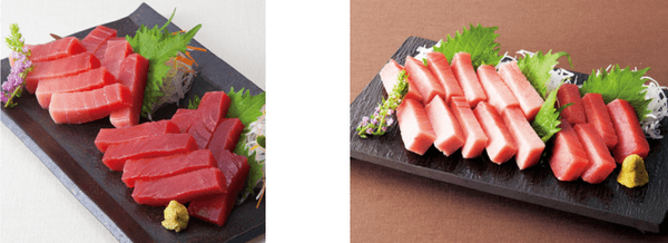 ＜黒門市場　新魚栄＞近大マグロセット（左）、近大マグロセット（右）