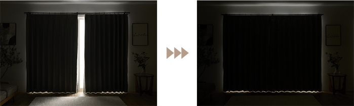 遮光率100％の完全遮光で光をしっかりと遮断