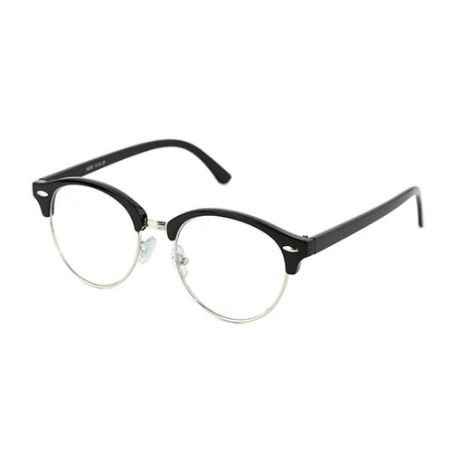 「メガネ サーモント ブラック」価格：539円／クラシカルな印象を与えてくれるサーモントシェイプのフレームがポイントの伊達メガネです。
