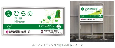 ～駅に愛称（副駅名）を付けて PR活動を強力サポート！～ 能勢電鉄線の各駅で 「駅ネーミングライツ広告」を導入します