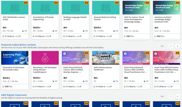 AWS Skill Builder利用イメージ①500を超えるオンデマンドコース