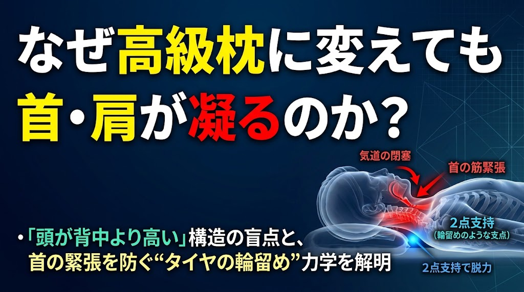 なぜ高級枕に変えても首・肩が凝るのか? 「頭が背中より高い」常識の盲点と、首の緊張・気道閉塞を防ぐ“タイヤの輪留め”力学レポートをトラタニが発表