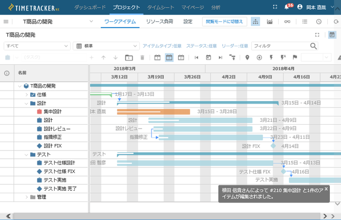 Webでプロジェクト計画・進捗管理