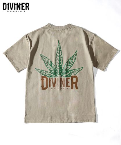 【420WEED】Two Pattern Logo Weed TEE（ベージュ）