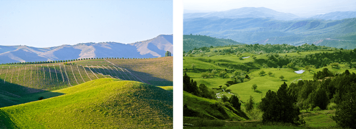 国境付近の大半は緑の山々に囲まれる