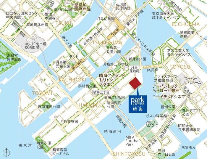 「パークタワー晴海」現地案内図