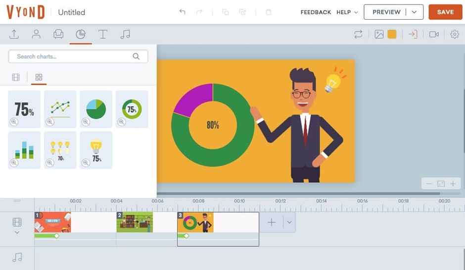 チャートやグラフのアニメーション