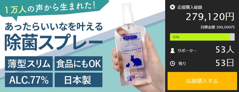 健康食品メーカーのヨネキチから、食品にもかけれる 除菌スプレー「ラパンコート77」が発表されました。