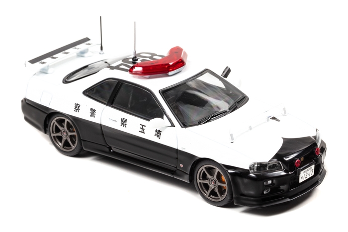 RAI'S 1/43 日産 スカイライン GT-R VspecII (BNR34) 2002 埼玉県警察高速道路交通警察隊車両(854):右前