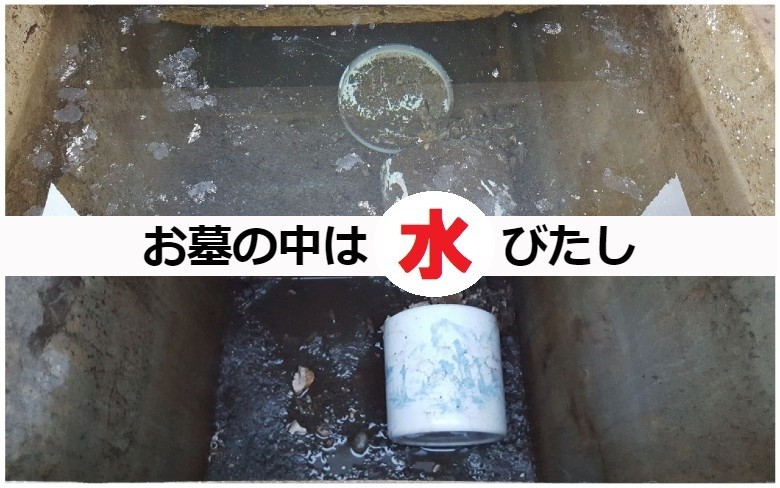※参考写真は、従来のお墓における雨水・虫の侵入事例を示す参考写真です。