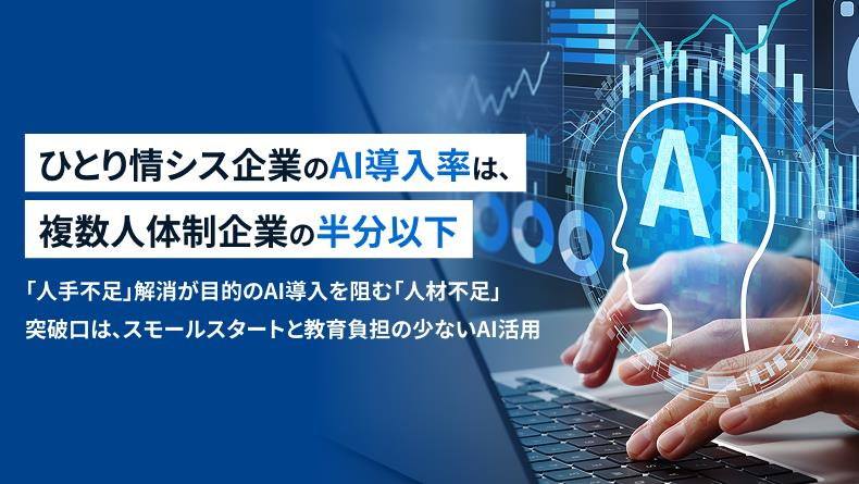 【中小企業AI活用調査】 ひとり情シス企業のAI導入率は17%
複数人体制企業の「約半分」にとどまる実態が判明
