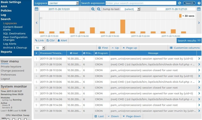 syslog-ng Store Box  5LTS  検索画面