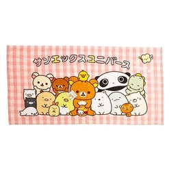 すみっこぐらしやリラックマ、あの懐かしサンエックスキャラクターも大集合！？個性豊かな仲間たちがデザインされた優しい手触りのタオルです。