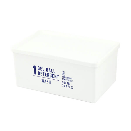 「ジェルボールボックス Half」価格：429円／サイズ：W17×D11×H8cm／容量：約900ml／ジェルボールタイプのハーフサイズ洗剤用詰め替えボックス。