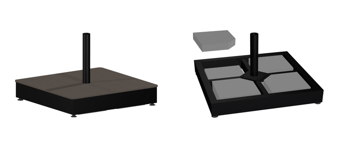 ベース部分イメージ(右は内部のウェイト配置イメージ)