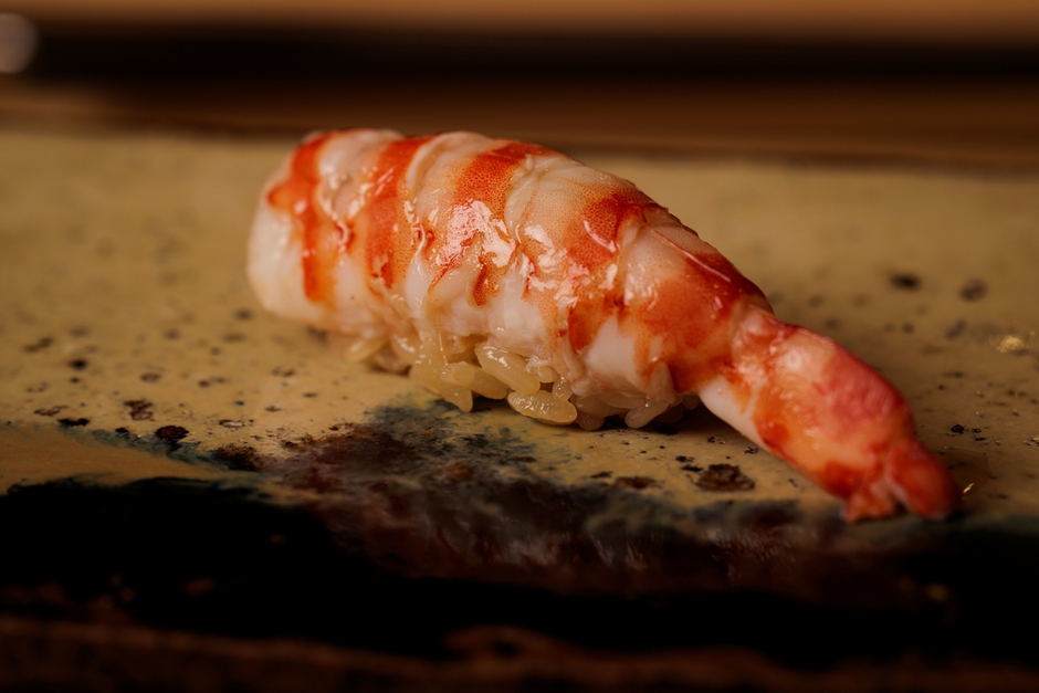 屋形船「鮨 おりがみ」茹で活き車海老