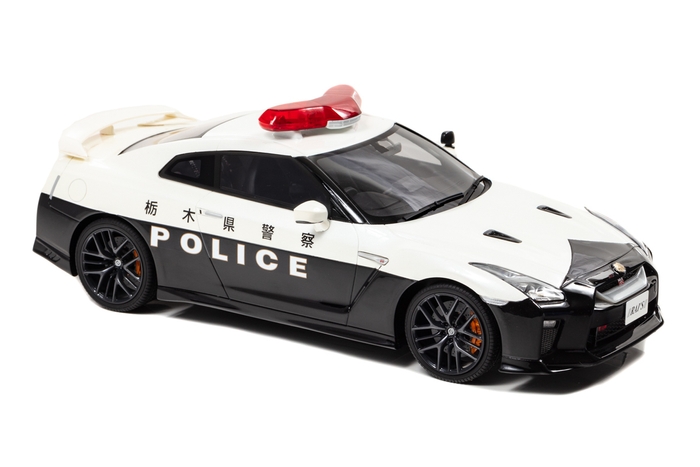 RAI'S 1/18 日産 GT-R (R35) 2018 栃木県警察高速道路交通警察隊車両:右前