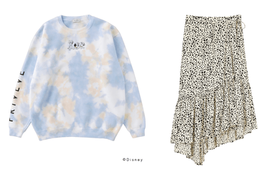(左)THE DALMATIAN EMBROIDERY SWEAT SHIRT(右)THE DALMATIAN WRAP SKIRT)