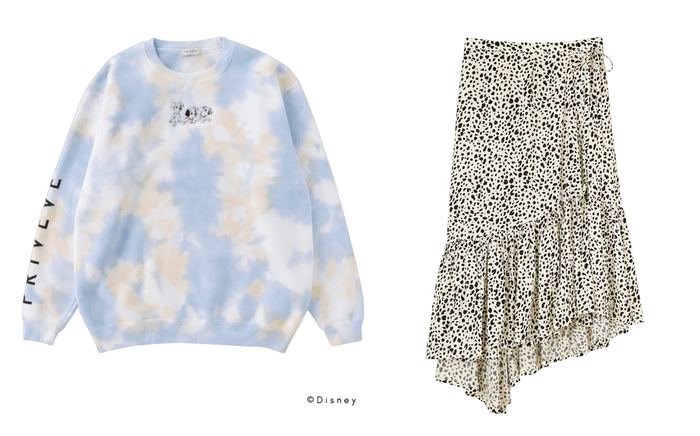 （左）THE DALMATIAN EMBROIDERY SWEAT SHIRT(右)THE DALMATIAN WRAP SKIRT)