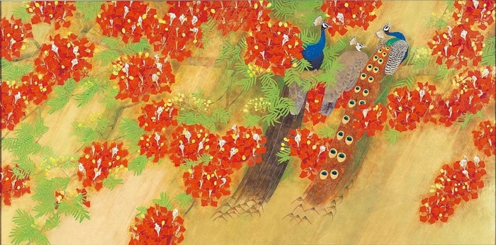 上村松篁「燦雨」上村松篁「燦雨」(1972)