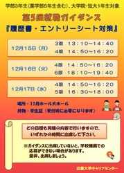 12/15（月）～17（水）近畿大学キャリアセンター「履歴書・エントリーシート対策」就職ガイダンス開催