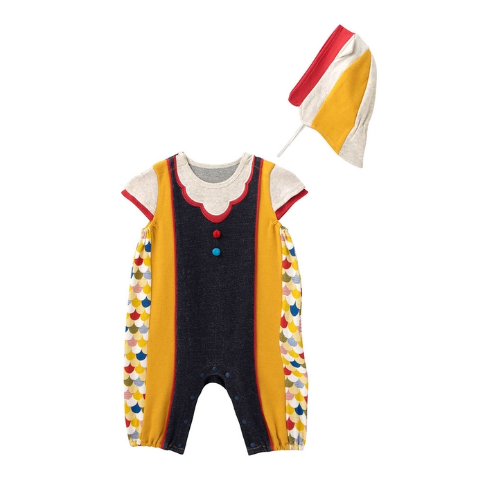 <ピカピカブ~!>コスチューム風ロンパース(ネイビー&イエロー)