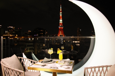 「テラス席からの東京タワー眺望」