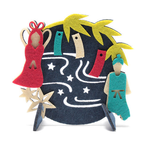 「フェルト Tanabata」価格：190円／織姫と彦星が再会しようとしている風景を表現したフェルト製の置物。