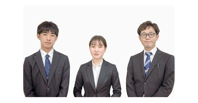 2022年入社の新入社員(左から髙井亮佑・小原奈々・髙崎 廉)