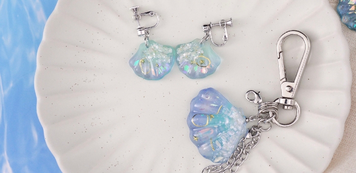 『ミラクルレジン』ー夏の海感じるシェルピアス