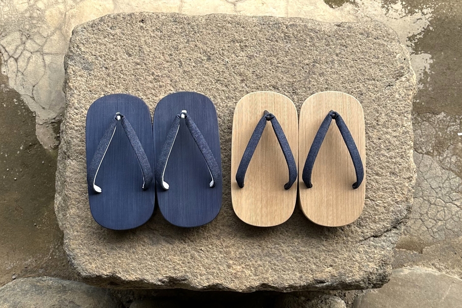 ねずこ下駄　茶綿デニム鼻緒 3