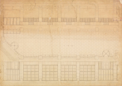 大阪中央郵便局図面より「参考10号公衆溜展開図縮尺１/50(製作年代不詳)