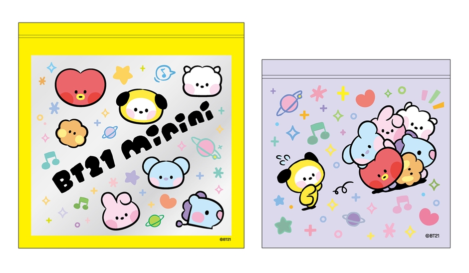 BT21 mininiジッパーバッグ4枚セット(イエロー)