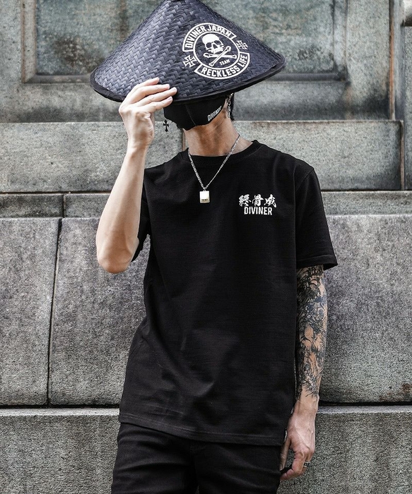 【DIVINERJAPAN】籠蓋髑髏TEE(ブラック)
