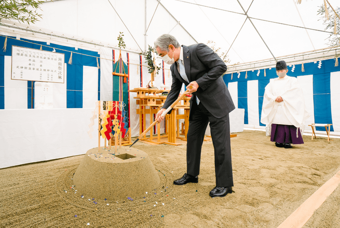 枚方市駅周辺地区第一種市街地再開発事業 第3工区 地鎮祭の様子(2022年1月)