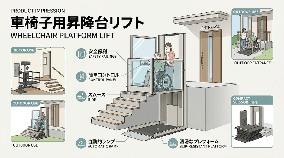 図. 車椅子用昇降台リフトの製品画像