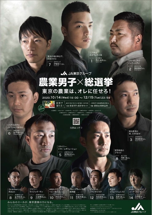 10/14(水)~12/15(火)まで投票できる「農業男子×総選挙」