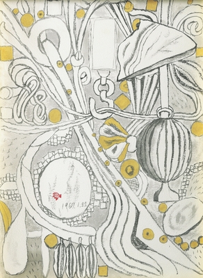 堂本印象 《瞑想(堂本美術館壁面装飾下絵)》昭和42年(1967)京都府立堂本印象美術館蔵