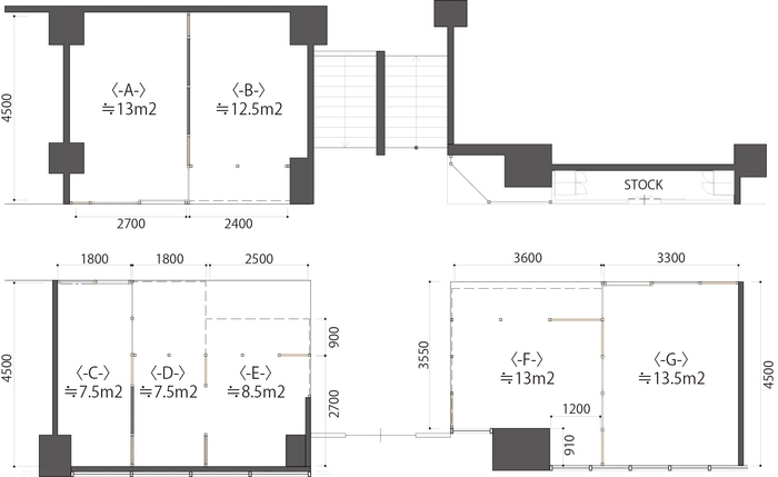 「神戸湊川Atelier Otonari」テナント区画図