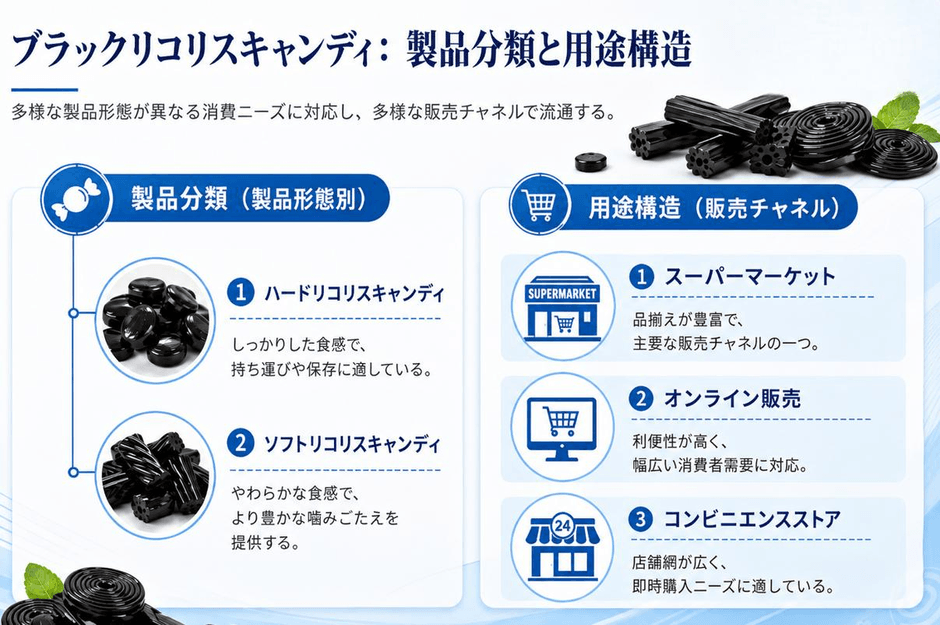 図:ブラックリコリスキャンディ製品分類と用途構造