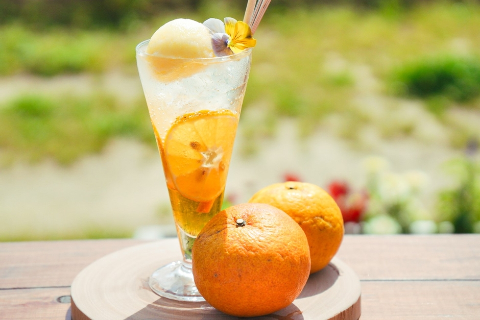 ▲「淡路島レモネードとなるとオレンジアイスのフロート」