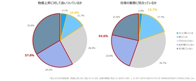 【図表3】賃上げに対する満足度(物価上昇に対して追いついているか、自身の業務に見合っているか、N=538)