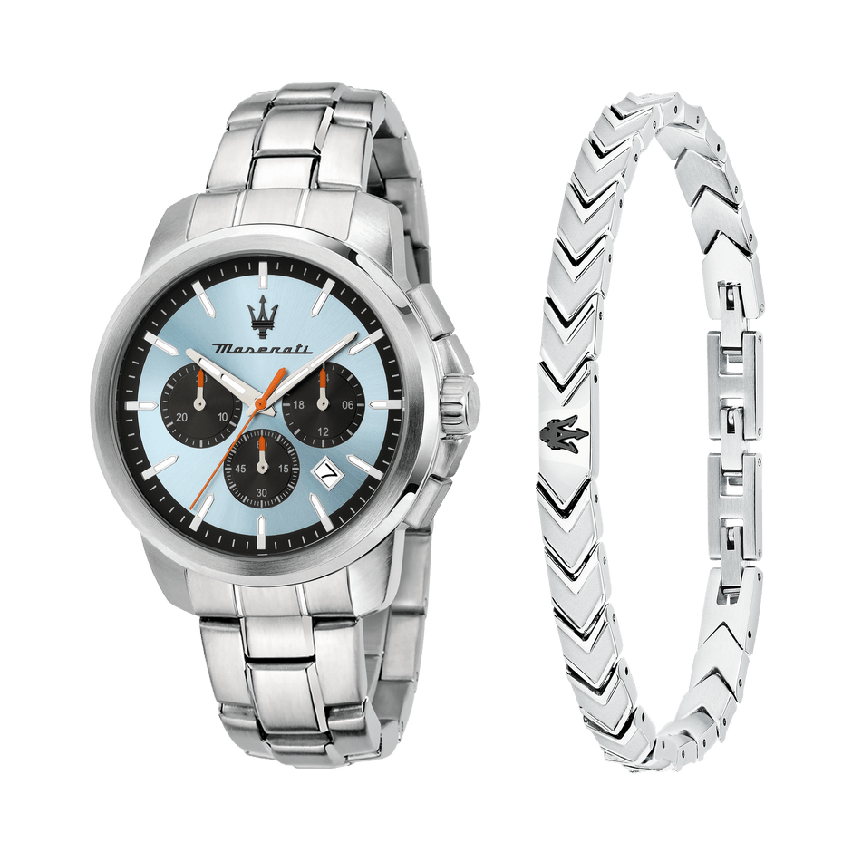 42MM CHR L.BLUE DIAL SS BR＋JEW ICONIC BR SS BLACK 18＋3.5CM