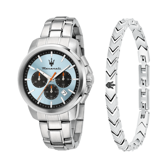 42MM CHR L.BLUE DIAL SS BR+JEW ICONIC BR SS BLACK 18+3.5CM