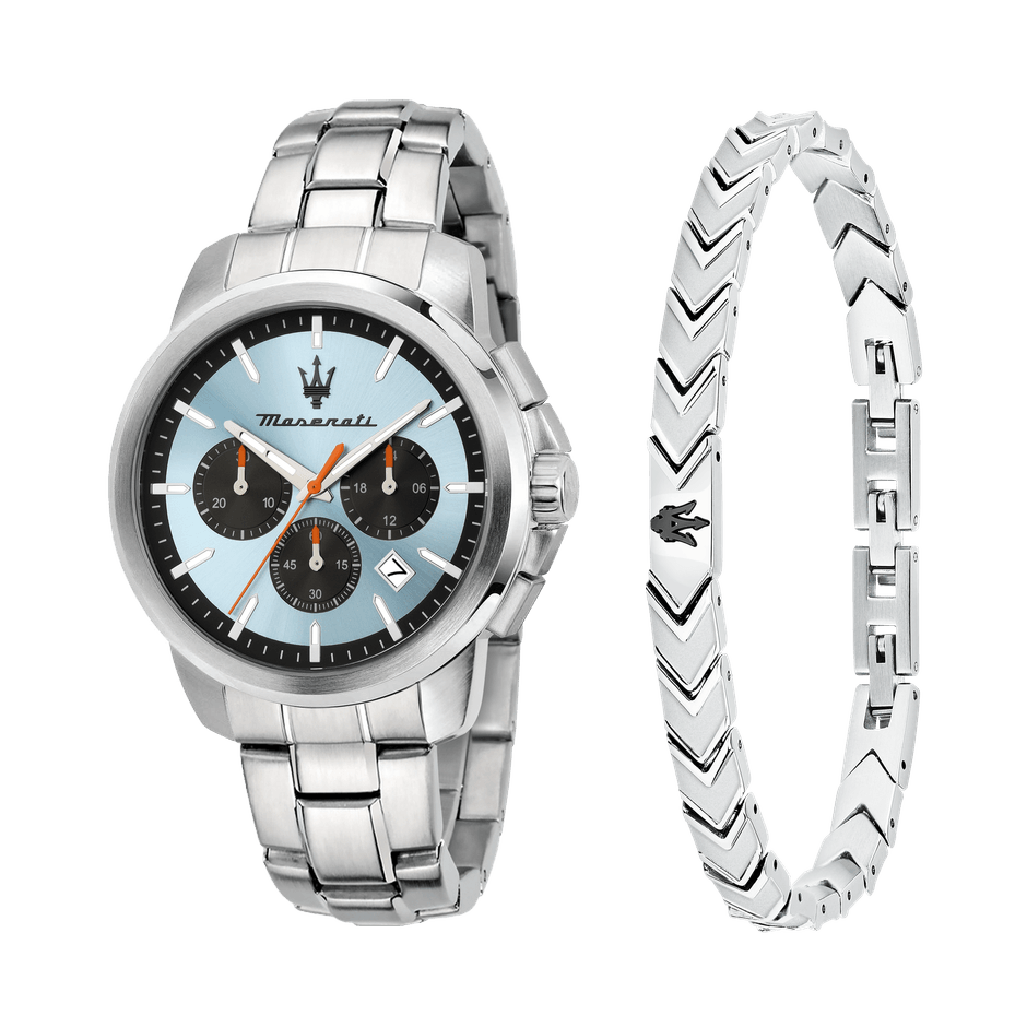 42MM CHR L.BLUE DIAL SS BR+JEW ICONIC BR SS BLACK 18+3.5CM